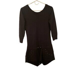 Vintage Juicy Couture Romper Backless Black Short Long Sleeve Scoop Neck Petite